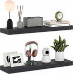 Furinno Tanna Floating Shelves for Wall Set of 2, 9 x 35 Wall Shelf, Wall Mounted Floating Shelf with Invisible Bracket, 2-in
