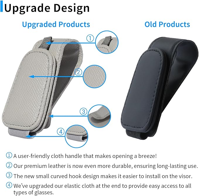 Yuoyar 2 Packs Magnetic Sunglass Holder for Car Visor - Universal Sunglasses Clip for Different Size Eyeglasses - Convenient Interior Car Accessories (Grey)