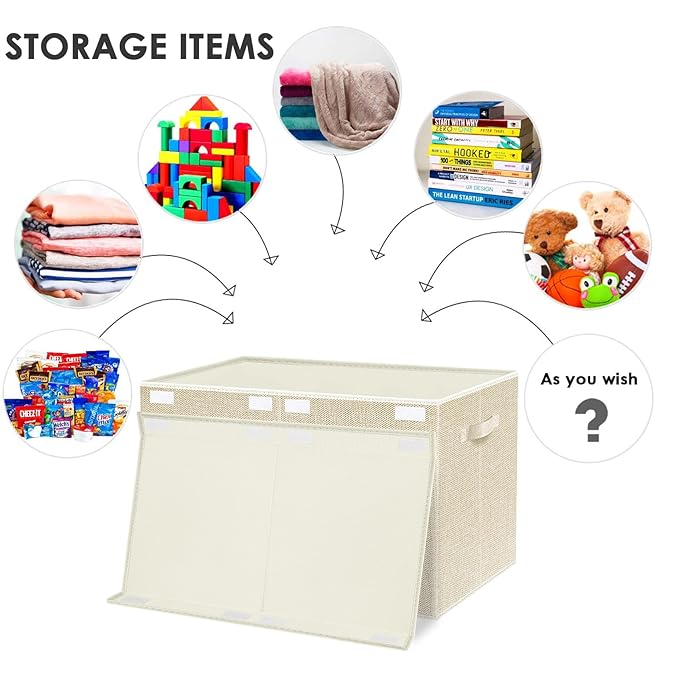 VERONLY Large Toy Box Chest Storage with Lid - Collapsible Kids Toys Boxes Organizer Bins Baskets with Handles for Boys, Girl