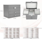 Dajasan Jewelry Organizer Box, Large Jewelry Boxes for Women Girls, Space-Saving 4 Layers Jewelry Storage Case with Drawer, M