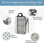 U+U 10 Set Compression Packing Cubes - Travel Organizers with Laundry Bag, Space-Saving Suitcase Organizer, Expandable Packin