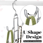 4 Pack Purse Organizer for Closet, Purse Hanger with 10 Big Hooks, 360 Degree Rotation Bag Holder for Organizer Display, Fold