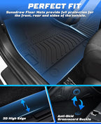 Sunsdrew Floor Mats for 2022-2024 Hyundai Ioniq 5 (Unmovable Console Only, Not for 2025), All Weather Floor Liners 1st & 2nd Row Car Mats Ioniq 5 Accessories TPE Rubber Raised Edge