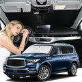 Windshield Sunshade for Infiniti QX80 2014-2024 Sun Shade Car Windshield Accessories Upgrade 4 Layers Blocks UV Rays Custom Fit QX80 240T Car Window Shades Front Windshield Keep Cool Foldable