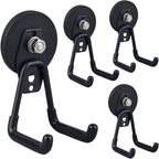 ULIBERMAGNET Heavy Duty Magnetic Garage Hooks,4 Pack Strong Large Magnet Hook for Power Drill,Garden Tools,Hose,Pegboard,Gara