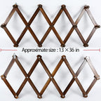 AMAPON Accordion Style Expandable Wall Wooden Coat Rack 13 Hooks (Pegs) Hang Hats Jackets Coffee Mug Purses Necklaces Towels 
