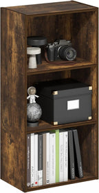 Furinno LUDER Book Shelf, 3-Tier Modern Bookshelf, Open Shelves Bookcase, 9.3" x 16" x 31.4", for Living Room, Bedroom, Home 