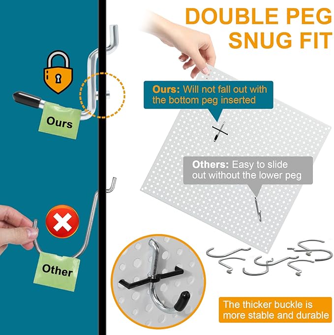 1/4 inch Extra Thick Pegboard Accessories Kit,Only Suitable for 1/4" Pegboard Board,Includes Three Baskets and Multiple Types