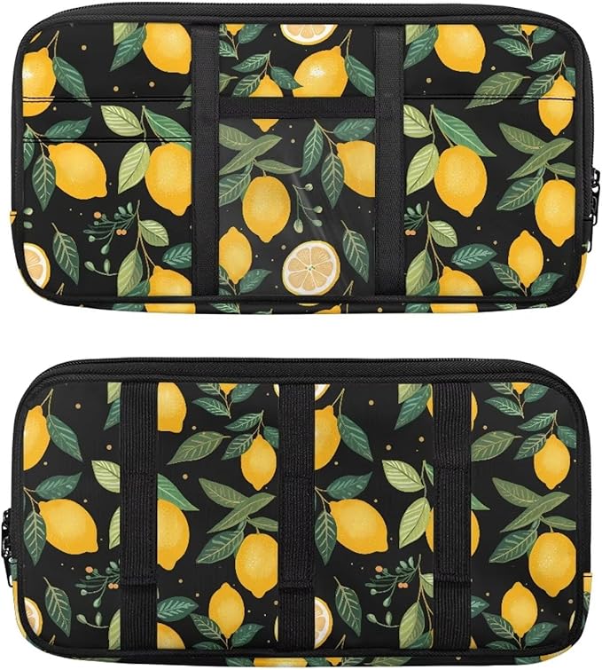 Lemon Car Visor Organizer, Multipurpose Car Sun Visor Organizers with Zipper Lightweight Portable Auto Sunshade Organizer Bag Polyester Soft Truck Sunvisor Organizers for Most Vehicles