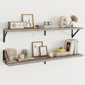 Floating Shelves, 8 Inch Deep Rustic Wood Wall Storage, 36W x 8D Wall Shelves Set of 2, Heavy Duty Metal Brackets, Industrial