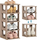 Narrow Shoe Rack - 5 Tiers Stackable Shoe Storage Stand for Entryway Hallway and Closet Durable Shoe Shelf Space Saving Boots