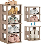 Narrow Shoe Rack - 5 Tiers Stackable Shoe Storage Stand for Entryway Hallway and Closet Durable Shoe Shelf Space Saving Boots