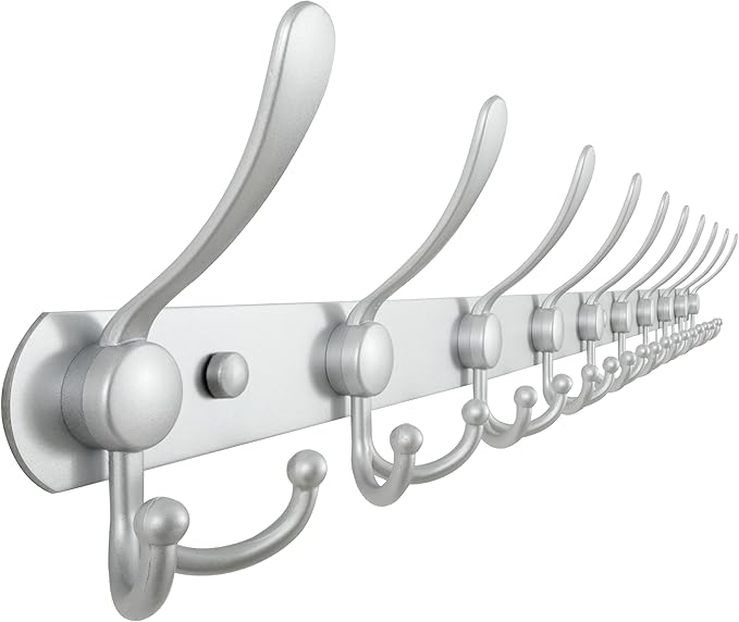 Dseap Coat Rack Wall Mount - 38” Long 10-Tri-Hooks Heavy Duty Coat Hanger Rail Wall Hooks for Hanging Coats Hats Clothing Clo