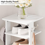 HOOBRO 8 Tiers Vertical Shoe Rack, Wooden Shoe Storage Organizer with Hooks, Narrow Shoe Tower for 8 Pairs, Space Saving, for