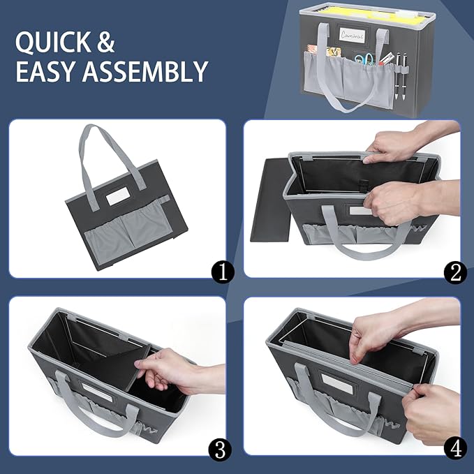 abcxgood Desktop File Organizer Box,Collapsible Hanging Filing Box,Home Office Document Storage Organizer with Front Pocket a