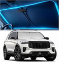 Windshield Sun Shade for Ford Explorer 2020-2026 ST, XLT, Limited, Platinum – Custom Fit Sun Shield with Mirror Cut‑Out, Blocks Heat & UV, Foldable - Ford Explorer Windshield Sunshade