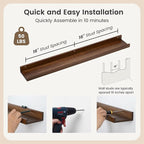 Picture Ledge Wall Shelves 36 inches Width Set of 3, Solid Pine Wood Rustic Floating Ledge Shelves for Wall for Kids' Room Be