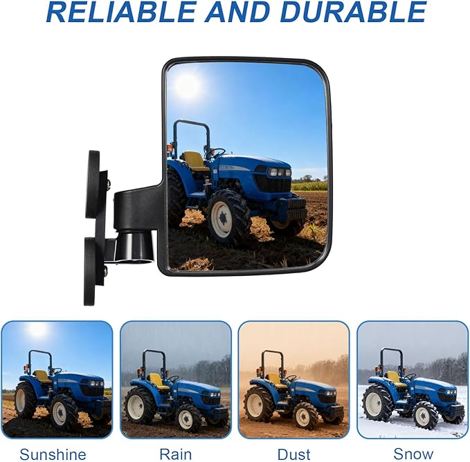 2 PCS Magnetic Tractors Mirror, Forklift Rear View Mirror – 6.69" × 5.11", Tractor Side Mirror with 2.16" Strong Dual Magnets, No-Drill Installation
