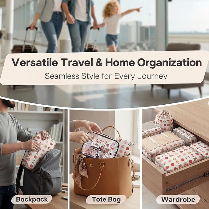 8 Set Packing Cubes for Travel with Clear Toiletry Bag, Durable Luggage Packing Organizers, Carry-On Accessories, TSA Approve