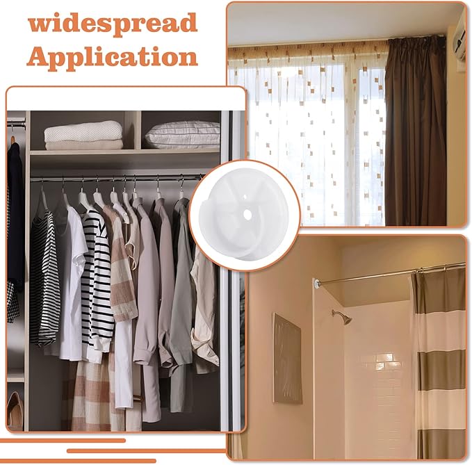 Amyhill Plastic Closet Pole Socket White Closet Rod Holders Rod Bracket Shower Holders Wardrobe Tube Support for Bathroom Cur