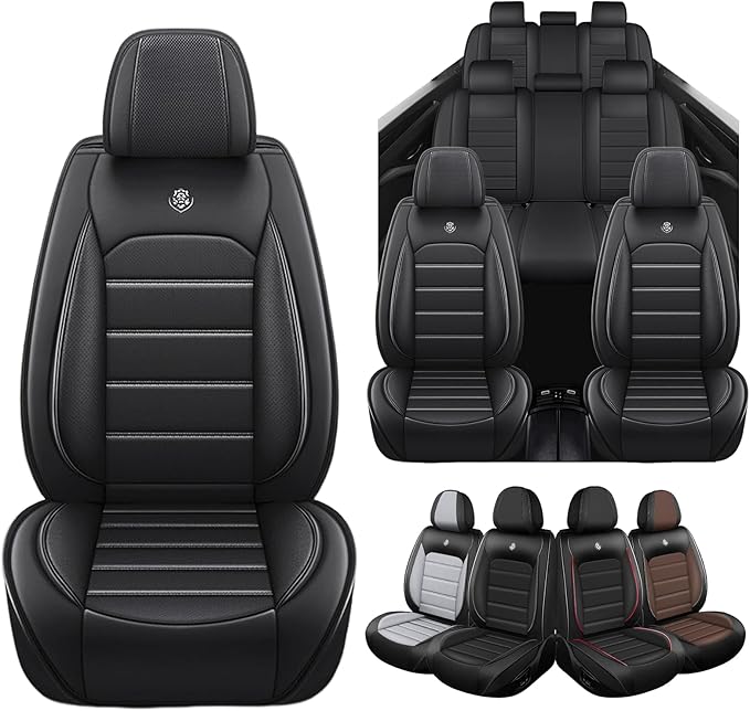 Seat Covers for Ford Expedition Max 2018-2026 8 Seaters, Compatible Airbag Non-Slip Waterproof Leather Seat Protector, Luxury Car Interior Seat Cover Full Set, Black