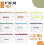 24pcs Mesh Zipper Pouch Bags Puzzle Storage Bags, A4 13x9 Inches Large Reusable Zipper Pouches for Classroom Organizing Board