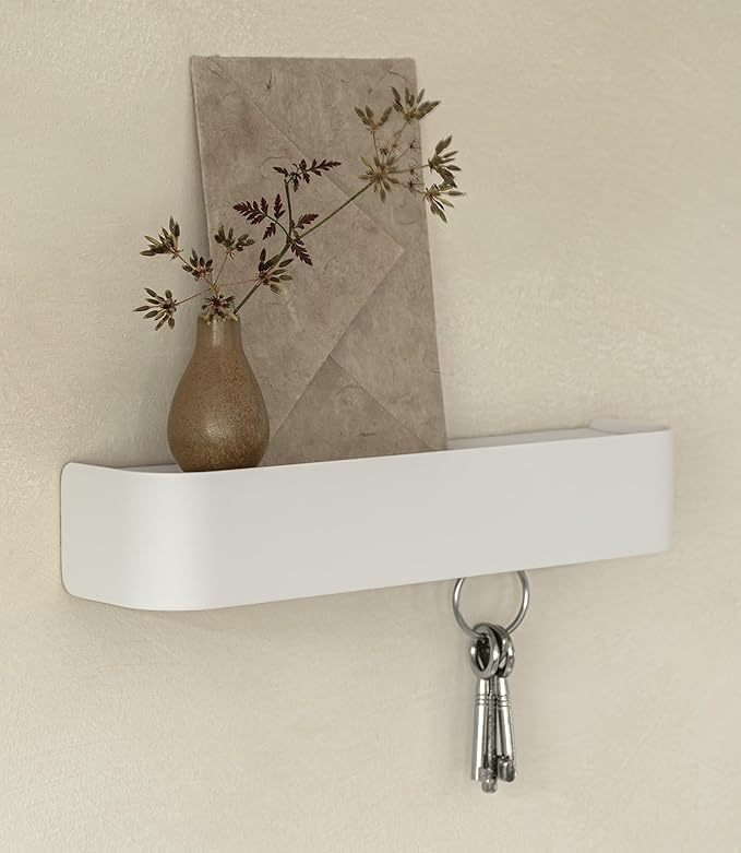 Kazai. Key Holder for Wall 'Tone' | Minimalist Key Hooks Design from Berlin | Modern Key Hanger with Metal Shelf | Key Hook W