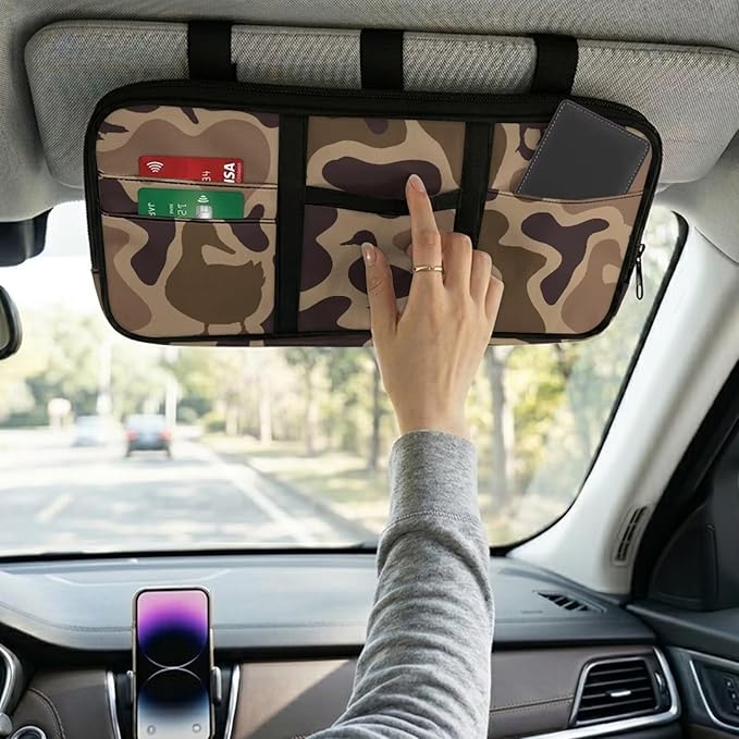 Duck Camo Car Sun Visor Organizer Multi-Pocket Sun Visor Organizer Personalized Car Interior Accessories Keep Tidy for Cars, Trucks & SUVs