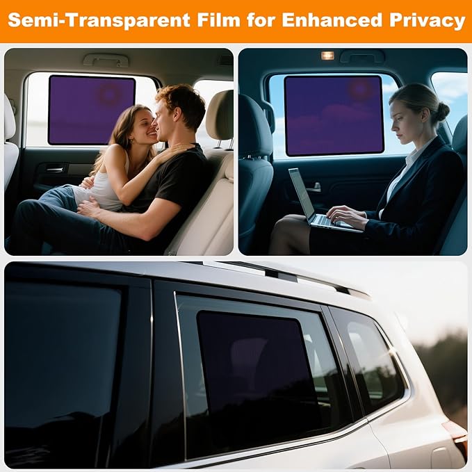 Square Baby Car Window Shades for Rear Side Windows - 2 Pack Easy Stick Rear Side Window Sun Shade That Stay in Place, Glare & UV Blocker Car Window Covers, Privacy Enhancer (20.87" x 13.78")