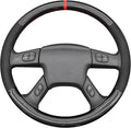 MEWANT Hand Stitched Steering Wheel Cover for Chevy Silverado 1500 2003-2006 Glossy PU Carbon Fiber Suede Steering Wrap