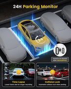 GKU Dash Cam Front and Rear Camera – 4K+1080P Dual Dash Camera for Cars with 64GB SD Card, 5GHz WiFi & App Control, Night Vis
