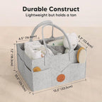 KeaBabies Baby Diaper Caddy Organizer with Handle - Portable Baby Car Organizers and Storage for Nursery, Changing Table, Lar