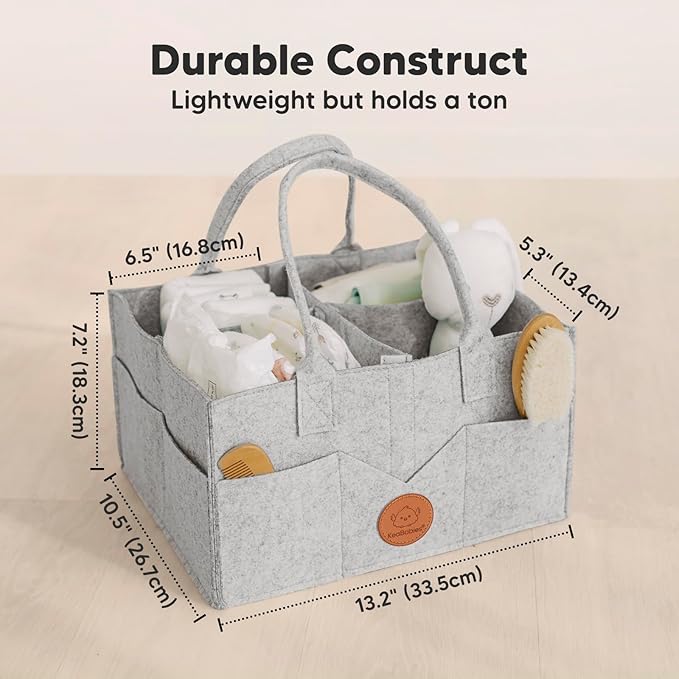 KeaBabies Baby Diaper Caddy Organizer with Handle - Portable Baby Car Organizers and Storage for Nursery, Changing Table, Lar