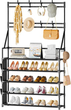OYREL Shoe Rack 5 Tier Shoe Racks Organizer 20-25 Pairs Shoes Rack for Closet Entrance Shoe Storage Organizer with Hooks and 