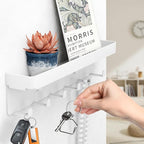 2 Pieces Key Holder for Wall Rustic Key and Mail Organizer 6 Key Hooks with Shelf Small Key Rack with Tray Adhesive Key Hange