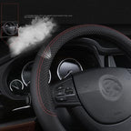 SHIAWASENA Car Steering Wheel Cover, Leather, Universal 15 Inch Fit, Anti-Slip & Odor-Free (Black)