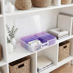 novelinks Transparent 4" x 6" Photo Cases and Clear Craft Keeper with Handle, 16 Inner Photo Organizers & Photo Storage Box, 