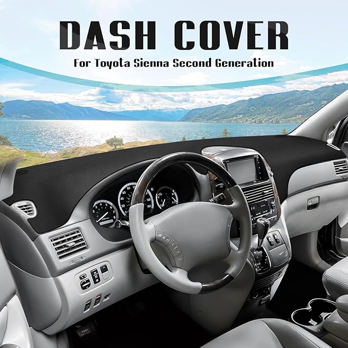 FIILINES Dash Cover for 2004-2010 Toyota Sienna, Dashboard Mat Accessories Dash Cover Sunshade Nonslip Mesh Protector No Glar