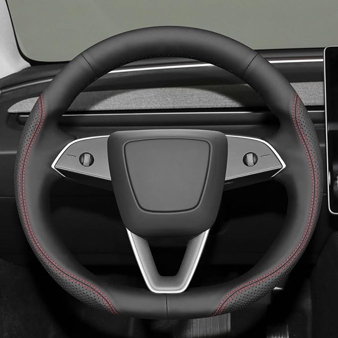 MEWANT DIY Stitching Steering Wheel Cover Wrap for Tesla Model 3 Highland 2023-2025/Model Y 2025 Highland for Tesla Model 3/Model Y Accessories(3D Style)