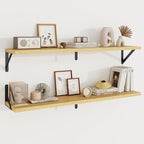 Floating Shelves, 8 Inch Deep Rustic Wood Wall Storage, 36W x 8D Wall Shelves Set of 2, Heavy Duty Metal Brackets, Industrial
