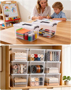 Citylife 6 Packs 6 QT Plastic Storage Bins with Latching Lids Clear Storage Box with handle Stackable Storage Containers for 