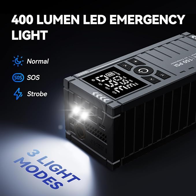 Car Battery Jump Starter with Air Compressor - 4500A 150PSI Portable Car Jump Starters (All Gas/10L Diesel) with Tire