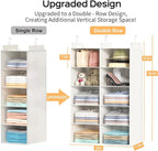 ALLTIDYUP White 5-Tier Hanging Closet Storage Organizer - Space-Saving Dual-Row Foldable Shelves with 3 Hooks, Wardrobe Organ