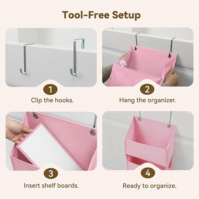 GRANNY SAYS Over The Door Organizer, 6-Shelf Detachable Behind the Door Storage with 8 Pockets, Waterproof Anti Tilt 40lb Lar