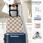 Car Trash Bag Large Hanging Can for Back of Seat, Cute Waterproof Car Garbage Bag for Vehicle, Travelling, Outdoor Cute Beige Checkerboard