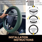 PINCTROT Nappa Leather Steering Wheel Cover for Tesla Model Y/3 Highland/Juniper, D Shaped 14 Inch Small Sized with Breathabl