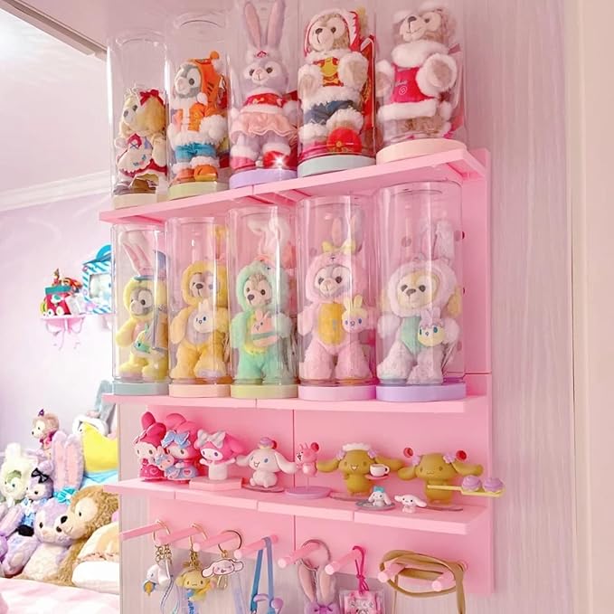 HGYZE Peg Boards for Wall with Shelf & Hooks, No Punching Craft Storage, Small Pegboard Ledges Organizer for Hanging Keychain
