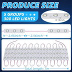 12V 300 LEDs Interior Van Light, White LED Ceiling Lighting Kits for Van RV Truck Boats Bus Cargo Trailers Lorries Transit Auto Vehicle, 100 Modules
