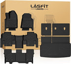 LASFIT Floor Mats & Trunk Mat for Jeep Wagoneer 2022-2025 8 Seaters (NOT for 7 Passengers/Wagoneer L/Wagoneer S) All Weather Custom Fit Car Floor Liners Black