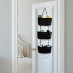 TeoKJ Over the Door Hanging Basket, 3-Tier Woven Cotton Wall-Mounted Storage Organizer Bag Decorative Hanging Nursery Baskets